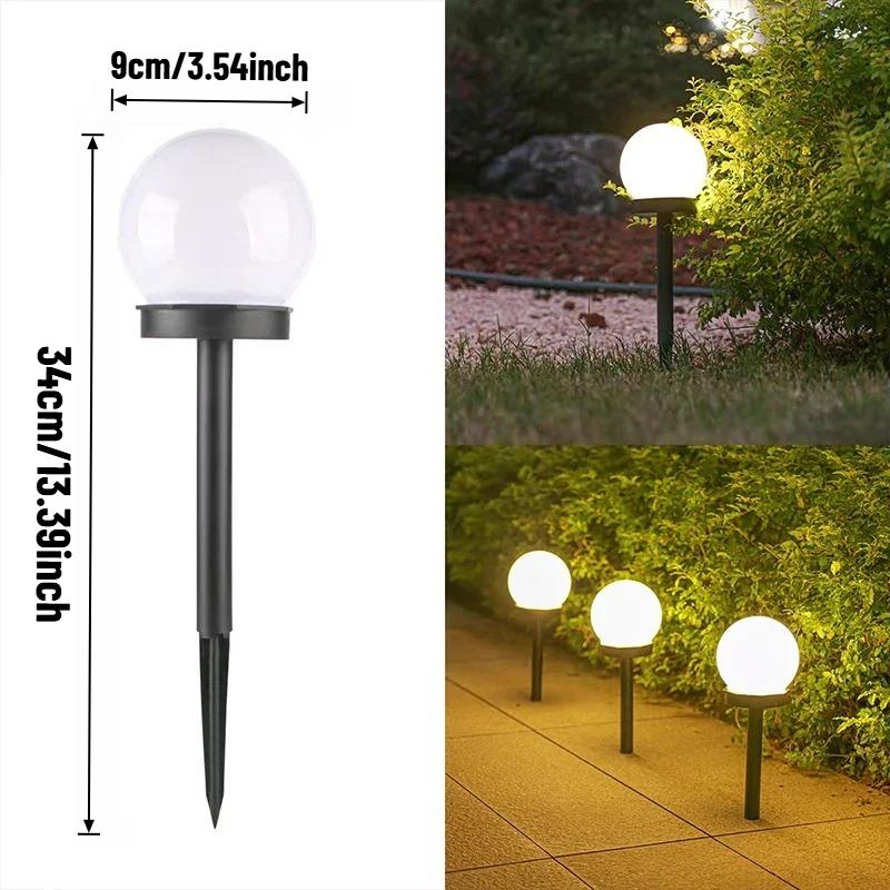 

Сонячна Садова Лампа Панель LED Кругла Куля Зовнішня Водонепроникна Декоративна Енергоживлення для Вулиці Подвір я Ландшафтний Ліхтар Стежка Біле Світло/Тепле Світло Warm light 2Pcs