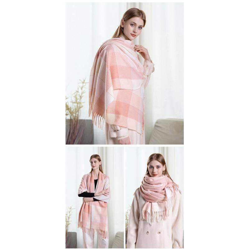 Warm Wool Scarf for Women Winter Plaid Design Soft Wear Open Scarves Female High Quality