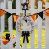 Black Ribbon Halloween Skeleton Hand Wreath Dark Style Black Branch Wreaths Front Door