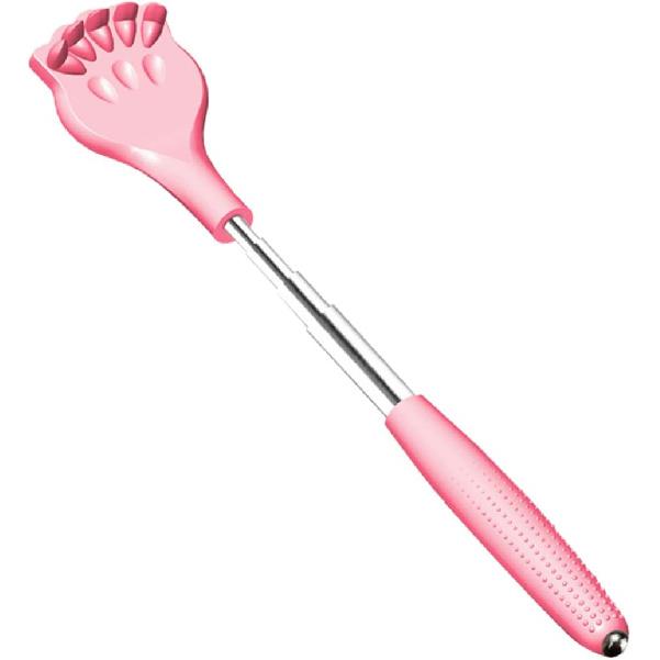 Telescoping Back Scratcher for Adults and Kids - Portable Itch Relief Tool with Comfortable Grip, Extendable Back Massager (Pink)