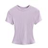 Trendy Women's Ribbed Slim Fit Short Sleeve T-Shirt with Sexy Round Neck and Straight Shoulders.