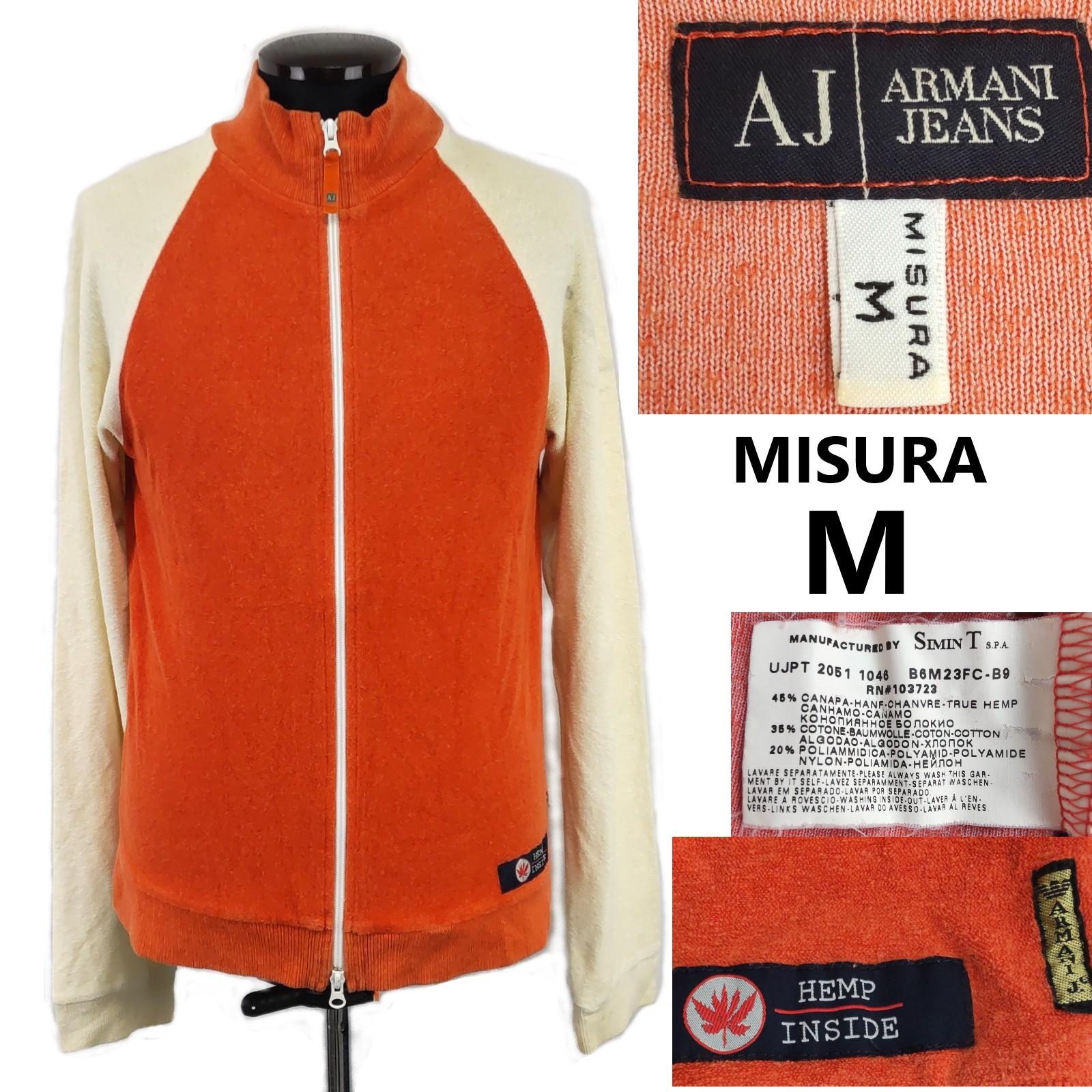 

Armani Jeans hemp zip-up blouson MISURA-M men orange×ivory jacket(USED)