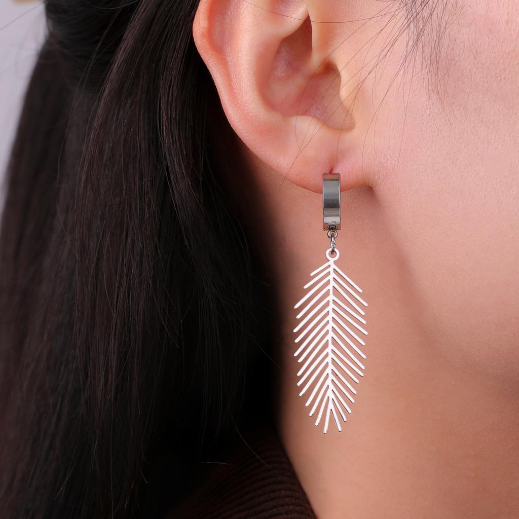 Lucktune Stainless Steel Plant Leaf Women's Earrings 2025 Trend Bohemian Drop Earrings Jewelry Anniversary Birthday Gift New In