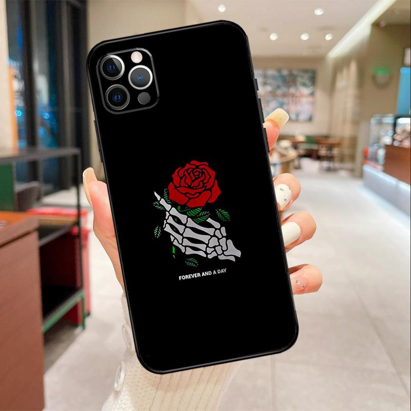 Skeleton Hand Rose Gothic Phone Case For iPhone 17 Air 16 14 13 11 15 Pro Max Mini 15 16 Plus 16e Protective Cover
