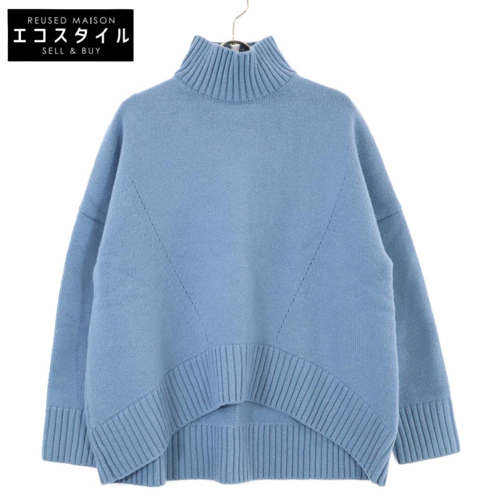 CINOH 21WKN005 Blue Oversized High Neck Knit Tops 38 blueUsed