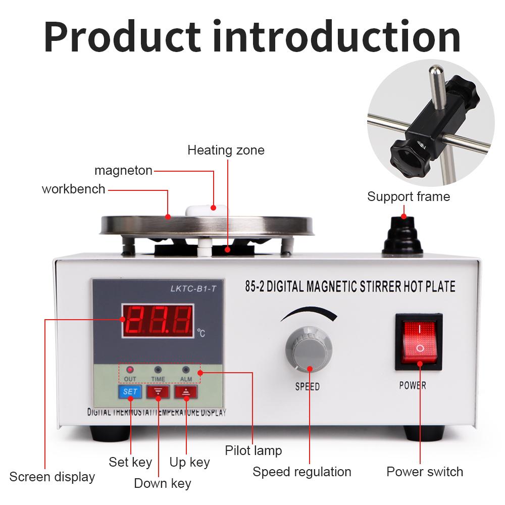 1L Heating Magnetic Stirrer 85-2 Hotplate Magnetic Mixer 2600RPM Laboratory Mixing Machine with Stir Bar for Scientific Research