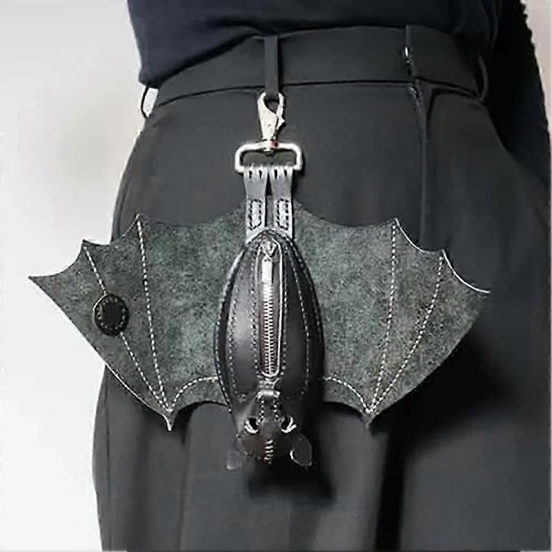 Handcrafted Leather Bat Coin Purse Small Coin Purse Keychain for Women Men Portable Bat Shape Coin Holder