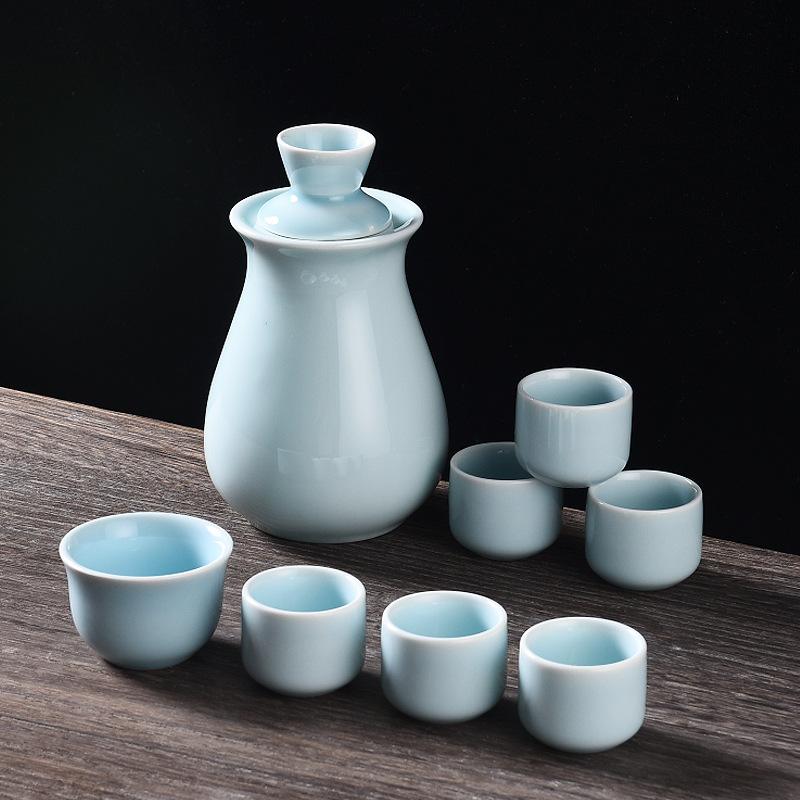 Sake-Keramik-Weinset im japanischen Stil Spender Sake-Becher Baijiu-Becher-Set Haushalt Küche Traditionelles Trink-Barzubehör-Set Neu