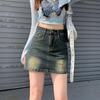 Women’s 2024 Spring High-Waisted Denim A-Line Mini Skirt, Anti-Exposure, Slimming, Hip-Hugging Design