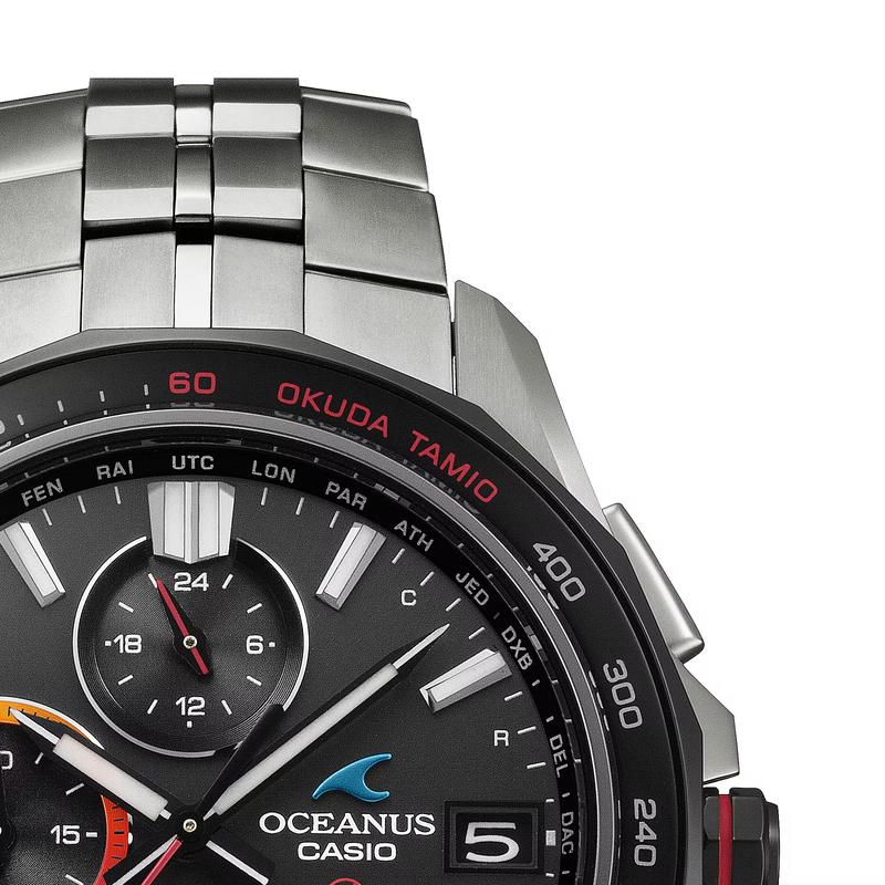 CASIO OCEANUS series-disc three-hand Manta S7000 series 100 meters waterproof solar Quartz titanium strap men's watch black dial OCW-S7000TS-1AJR
