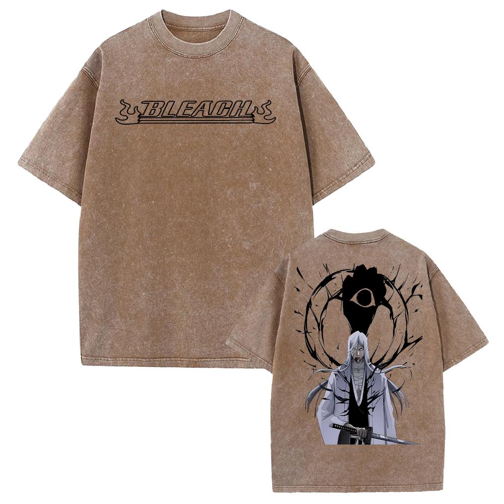 Jūshirō Ukitake Print T-shirt Anime BLEACH Clothing Men Women Short Sleeve Tshirts Retro Washed T Shirt Harajuku Male Cotton Top