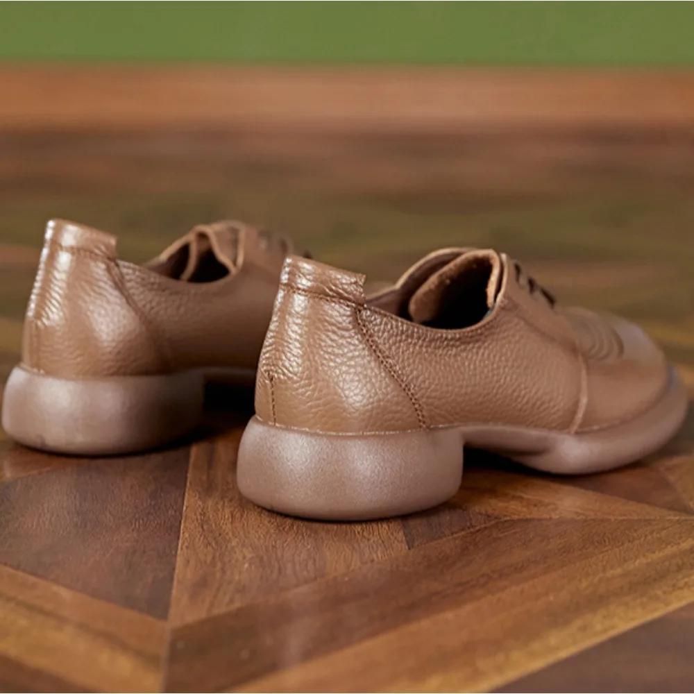 Small Leather Shoes For Women Autumn Leather Casual Shoe Woman Low Order Shoes Women'S Lace Up Leather Shoe Womens High Heels