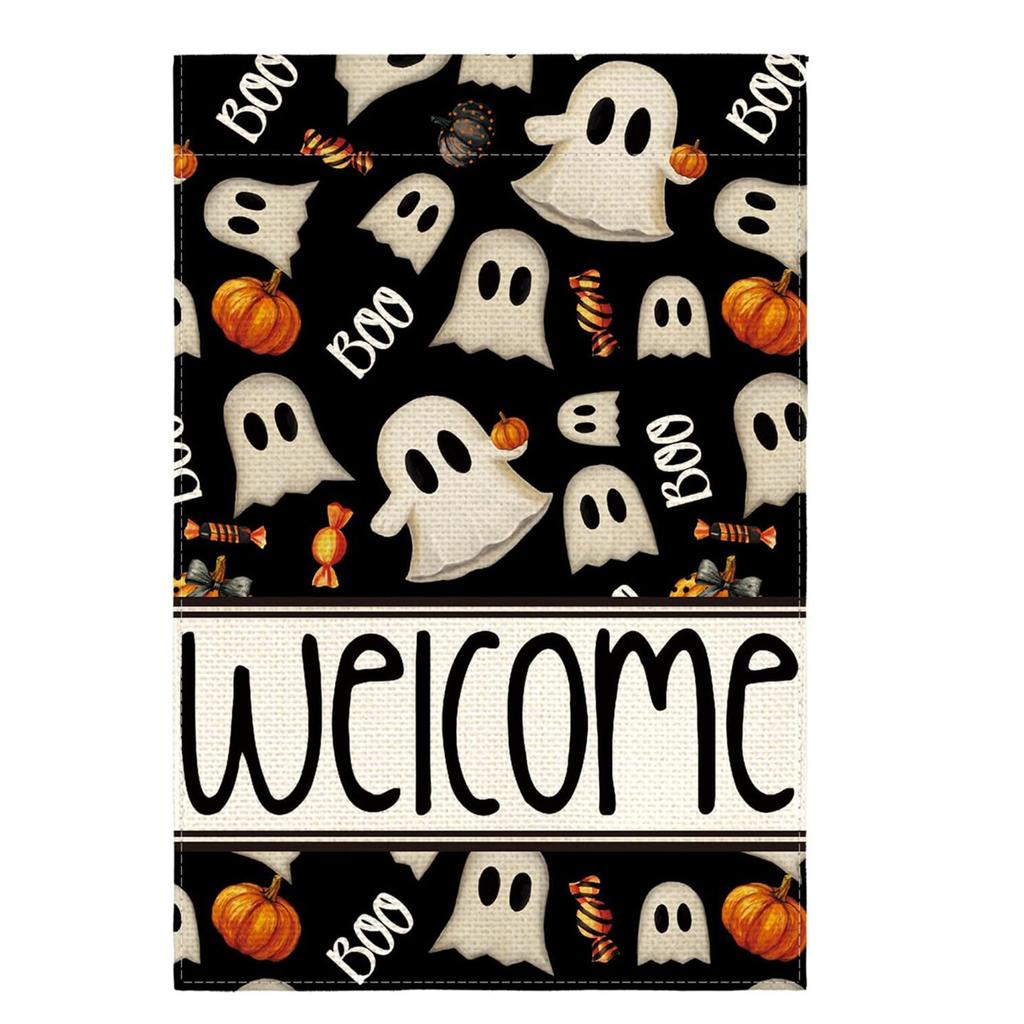 Fall Halloween Garden Flag with Cute Print, Outdoor Yard Decoration