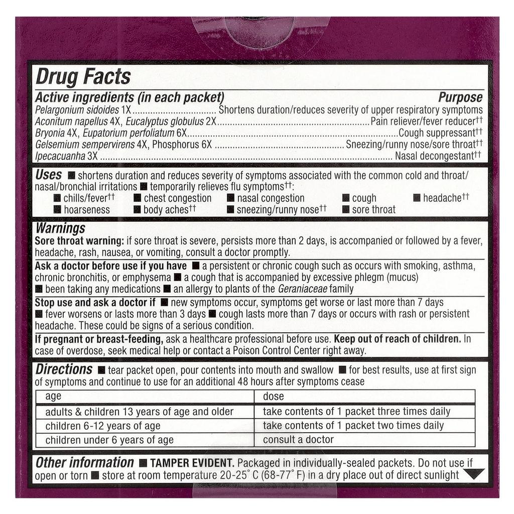 Nature'S Way, Umcka®, Cold + Flu Relief, Ages 6+, Berry Flavor, 6 Boxes, 10 Packets