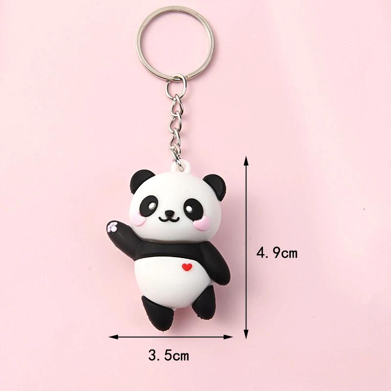 Cute Cartoon Couple Panda Keychain Pendant Car Bag Key Chains for Women Jewelry Gift