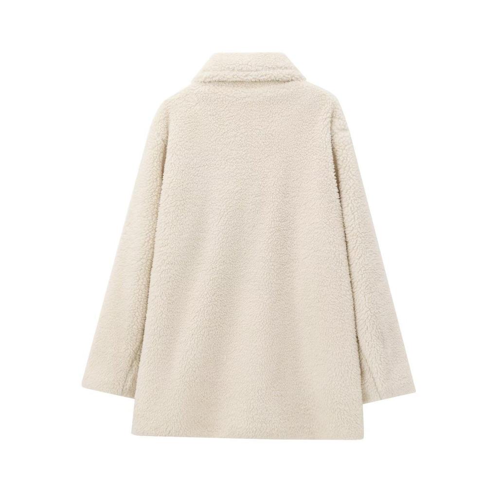 2024 Fall/Winter Women's Faux Fur Solid Color Overcoat: European & American Style