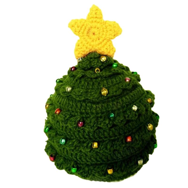 Knitted Christmas Tree Hat Keeping Warm Head Hat Decorations Supplies for Holiday Birthday New Year Party Decorations