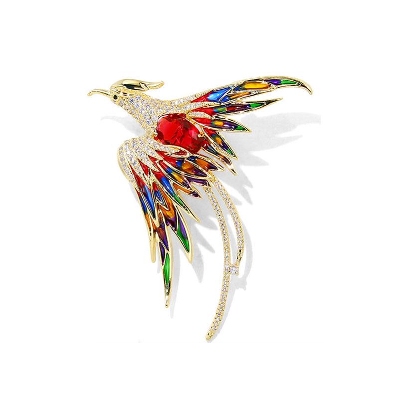 

Elegant Cloisonné Enamel Phoenix Brooch - Women s Chinese Style Coat Pin