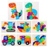 Children Wooden Early Education Animals Digital Traffic Cognition Puzzle Wooden 3D Buckle Three-Dimensional Puzzle Educational Toys