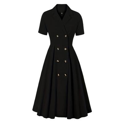 Frühling und Herbst Europäische und Amerikanische Mode Damen Freizeitanzug Kragenkleid Hohe Taille Temperament Rock