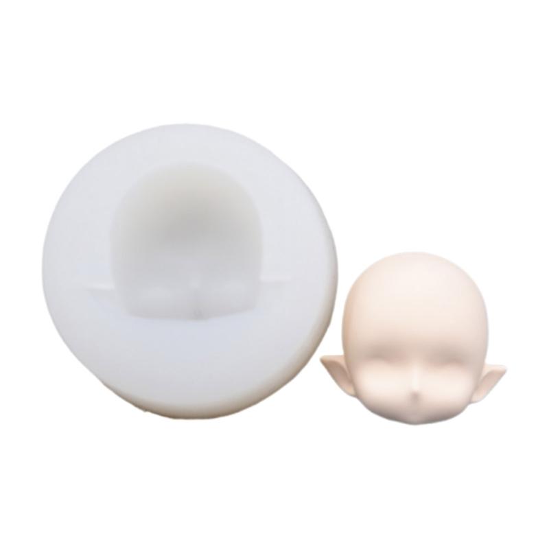 BJD Human Face Mold OB11 Soft Ceramic Q Version Happy Closed Eyes Ultra Light Clay Fondant Silicone Mold 4.5cm 6cm