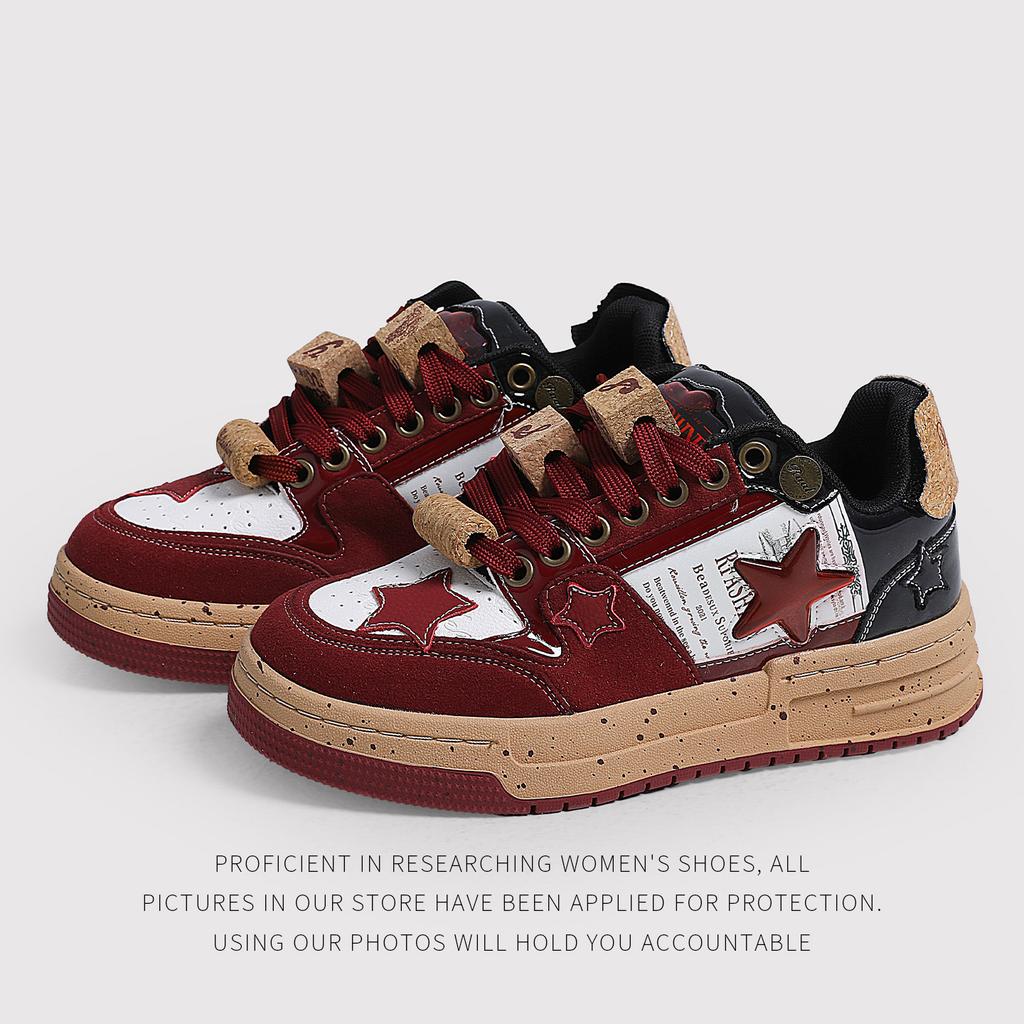 Couple Niche Casual Board Shoes Burgundy High-End Series Board Shoes Classic Star Shoes