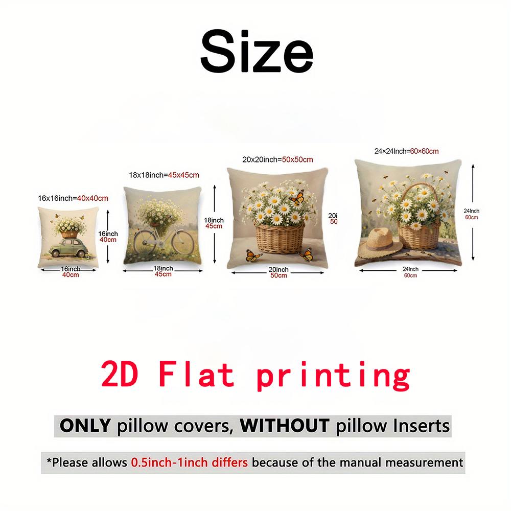 1/4pcs Floral Pillow Covers with Charming Designs Sofa cushion cover home bedroom room decoration