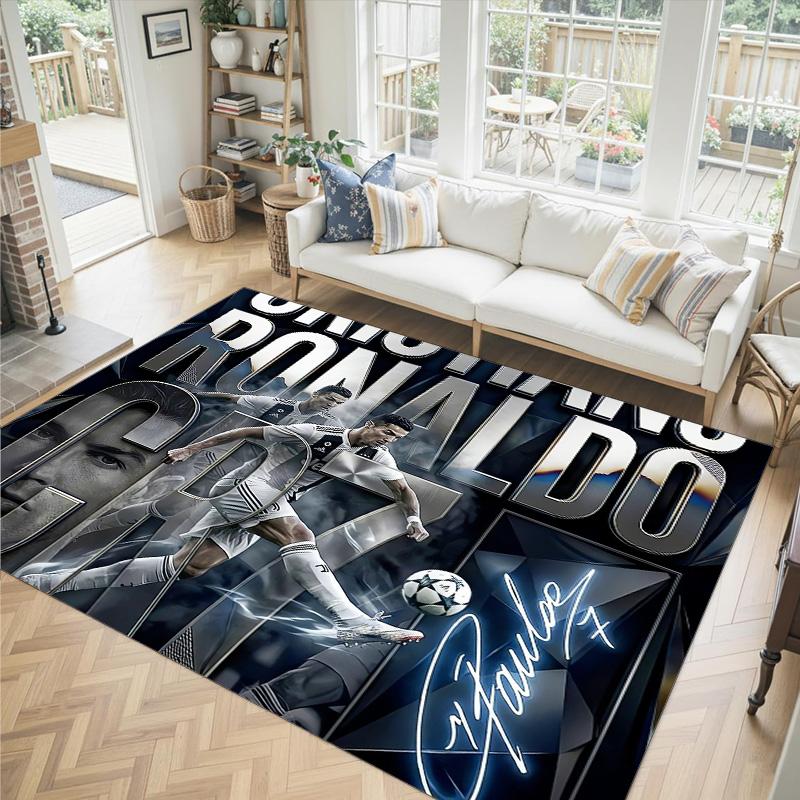 Tappeto in Cristallo Velluto Design Cristiano Ronaldo Accogliente Non?Tappeto Stampato Antiscivolo per Camera da Letto Soggiorno Ingresso