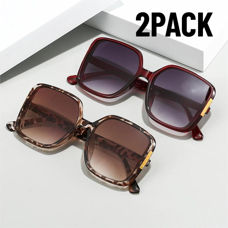 1/2PACK Vintage Oversized Square Sunglasses UV400 Men Women Fashion Brand Cat Eye Sun Glasses Hip Hop Outdoor Fishing Eyewear