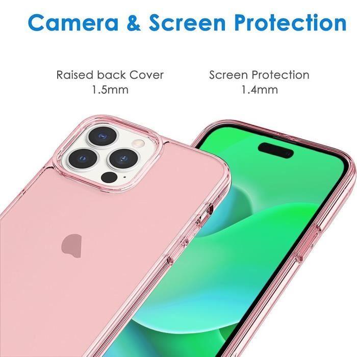 Coque Silicone - pour iPhone - 14 Pro Max - Rose Clair - 2 Verres Trempés - Protection Écran