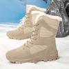 Large size winter new cotton shoes thickened long hair velvet warm snow boots high top large size shoes