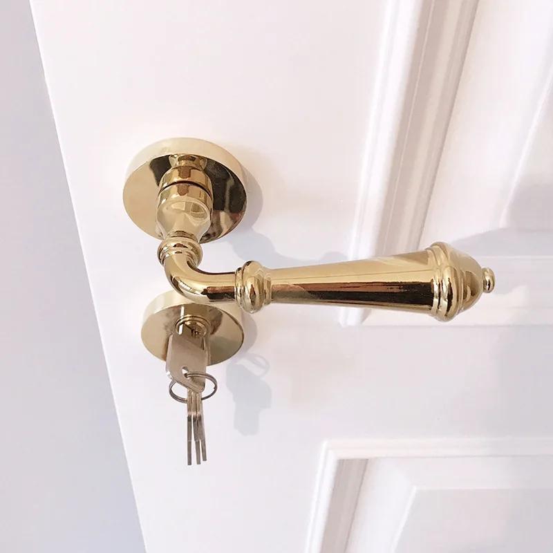Zinc Alloy Golden Door Lock Bathroom Lock Secure Split Lock Indoor Door Handle Silent Locks Door Hardware Accessories Tools