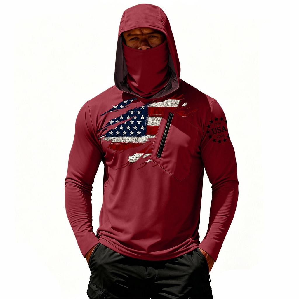 Camiseta Casual con Capucha de Manga Larga para Hombre con Protección Solar