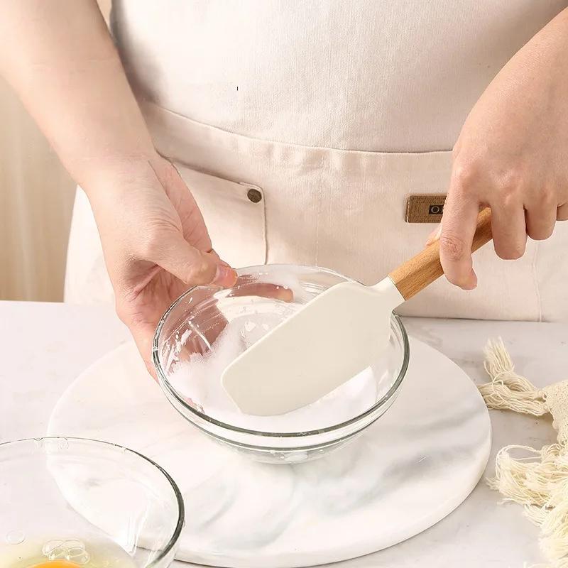 Cookie Cutter Squeegee Set Kitchens Accessories Wooden Handle Kitchen Utensils Food Grade Heat Resistant Silicone Baking Spatula