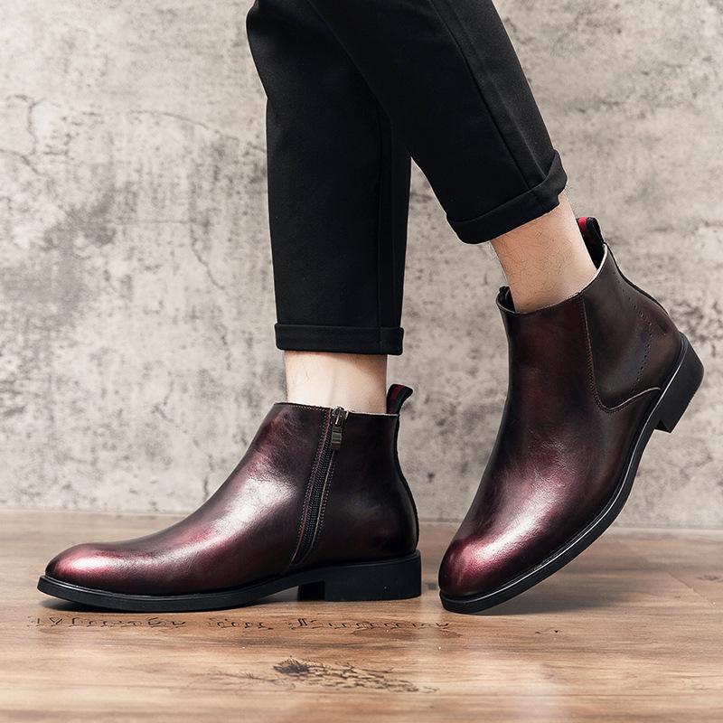 Chelsea boots boots british high-top leather shoes flip mid-top short boots suede mens sneakers