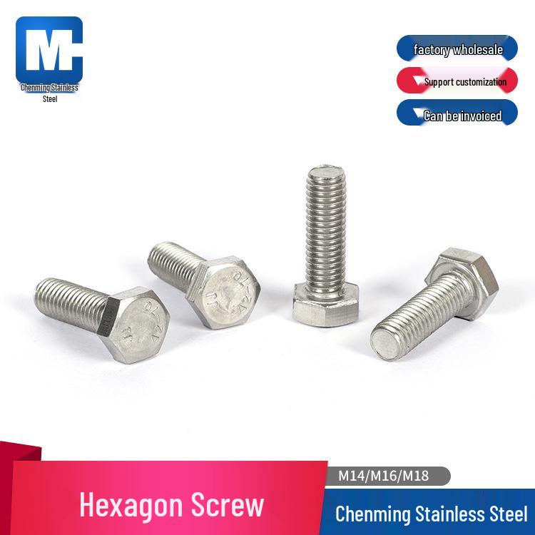304 Stainless Steel Hex Head Bolts, Screws M14-M18 Full Thread