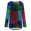 Women's Fashion Casual Irregular Patchwork Color Print Loose Medium Long Long Sleeve Top
