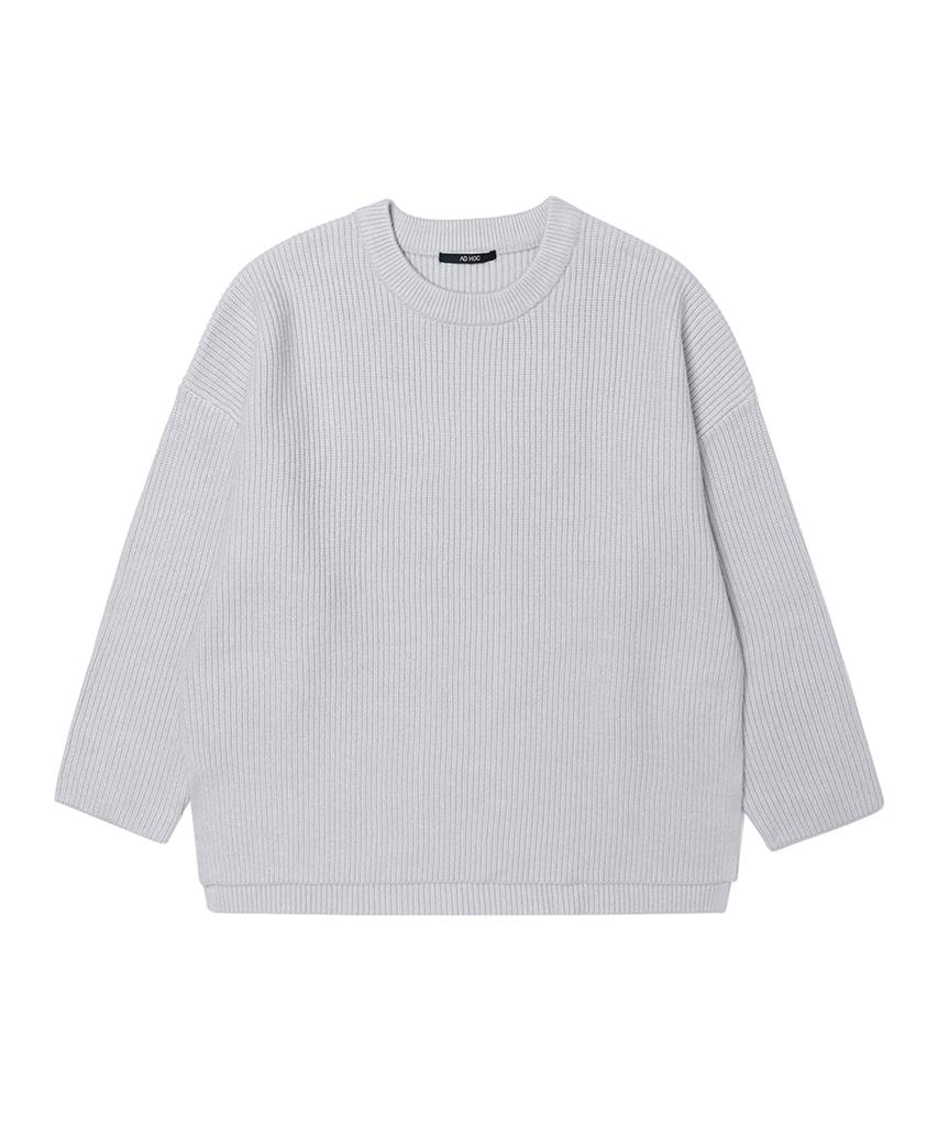 ADHOC Women'S Oversized Crew Neck Knit (Gray)