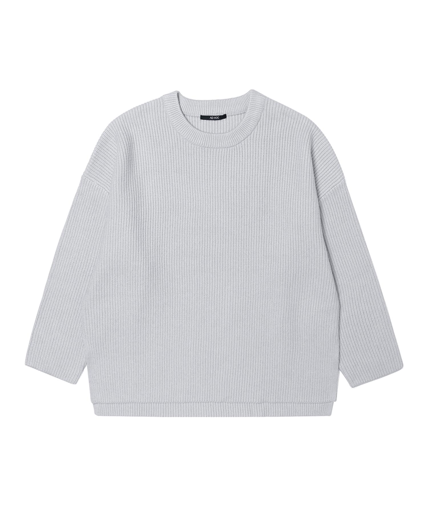 Adhoc Women S Oversized Crew Neck Knit (Gray) Grey/Fff