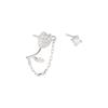 S925 silver-plated earrings New niche design advanced sense of light luxury full diamond tulip irregular chain zircon earrings