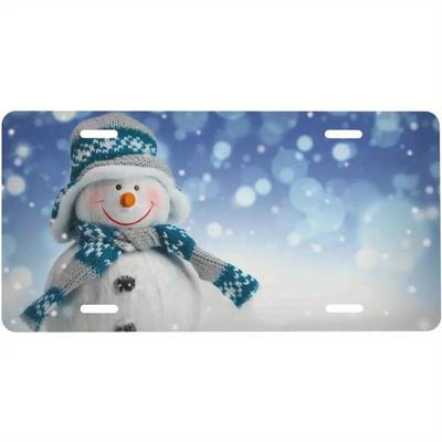D Flat Plane Car License Plate Christmas Snowman Snowfield License Plate Decoration Metal Car License Plate
