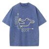 Round Neck T-shirt Casual Couple Top High-Quality Imitation Denim Fabric Humor Cartoon Print Summer