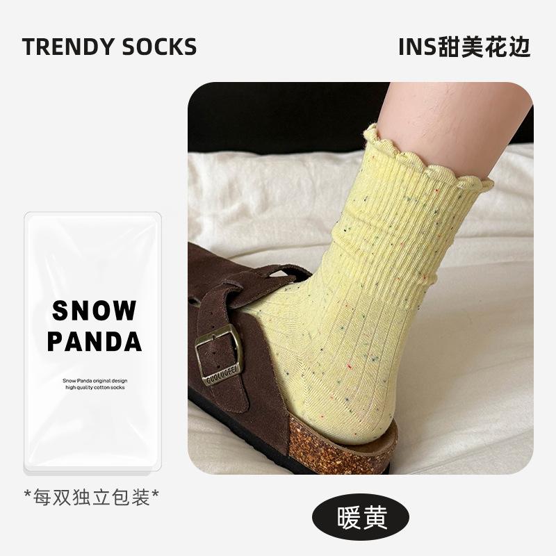 Socks Women's Season Medium Tube Socks Ideas Yarn Lace Stacking Socks Cotton Socks Boneless Women's Socks Versatile Socks Socks Industry