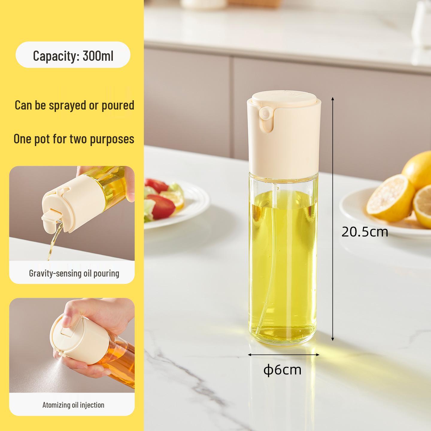 Dual-Function Oil Dispenser: Automatic Glass Spray & Pour Bottle, Leak-Proof, Large Capacity for Kitchen Use.