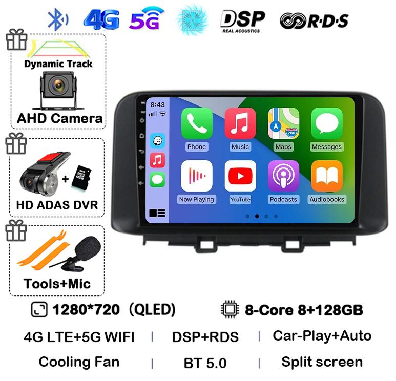 Android 14 Carplay Auto Car Radio Stereo For Hyundai Encino Kona 2018 2019 2020 2021 2022 GPS Multimedia Video Autoradio Player
