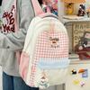 Schoolbag Japanese Ins Small Fresh Macaron Plaid Girl Backpack Elementary School Students Daily Class Travel Backpack