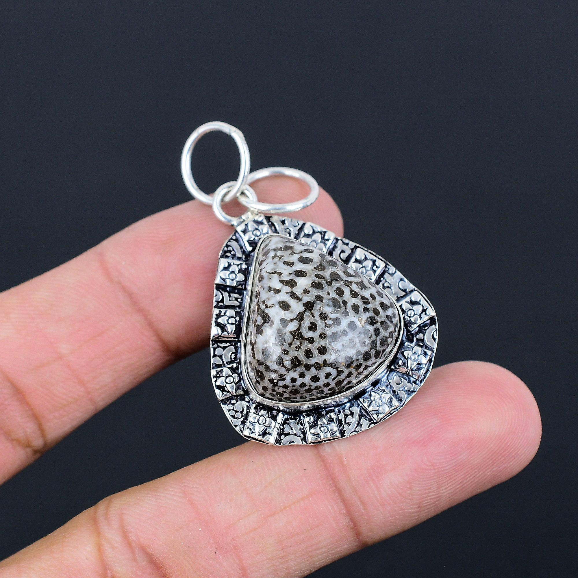 Root Chakra Natural Stingray Coral Birthday Sister Pendant 925 Sterling Silver