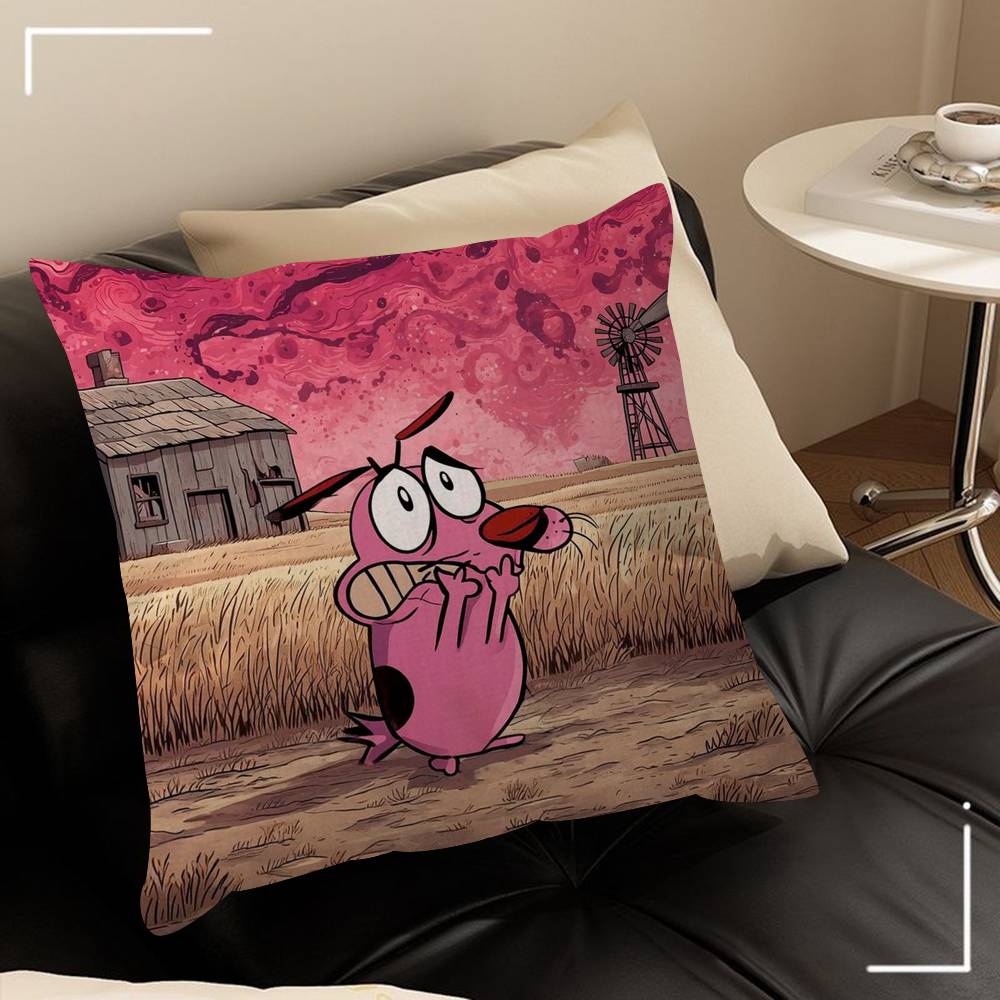 Movie C-Courage Cowardly Dog   Cushion Cover Car Throw Pillow Case For Sofa Car Christmas Gift 40x40cm 45x45cm