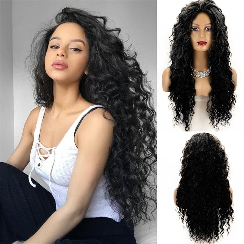 Μακριές Σγουρές Ξανθές Περούκες για Γυναίκες Συνθετική Ombre Περούκα με Φράντζα Περούκα Κοστουμιού για Κορίτσια Σέξι Ξανθές Περούκες με Μαύρες Ρίζες