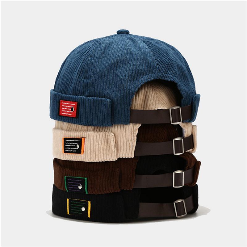 Men Women Brimless Beanie Cap Retro Dome Unisex Skullcap Sailor Cotton Mechanic Trendy Color Elastic Panels Docker Hat